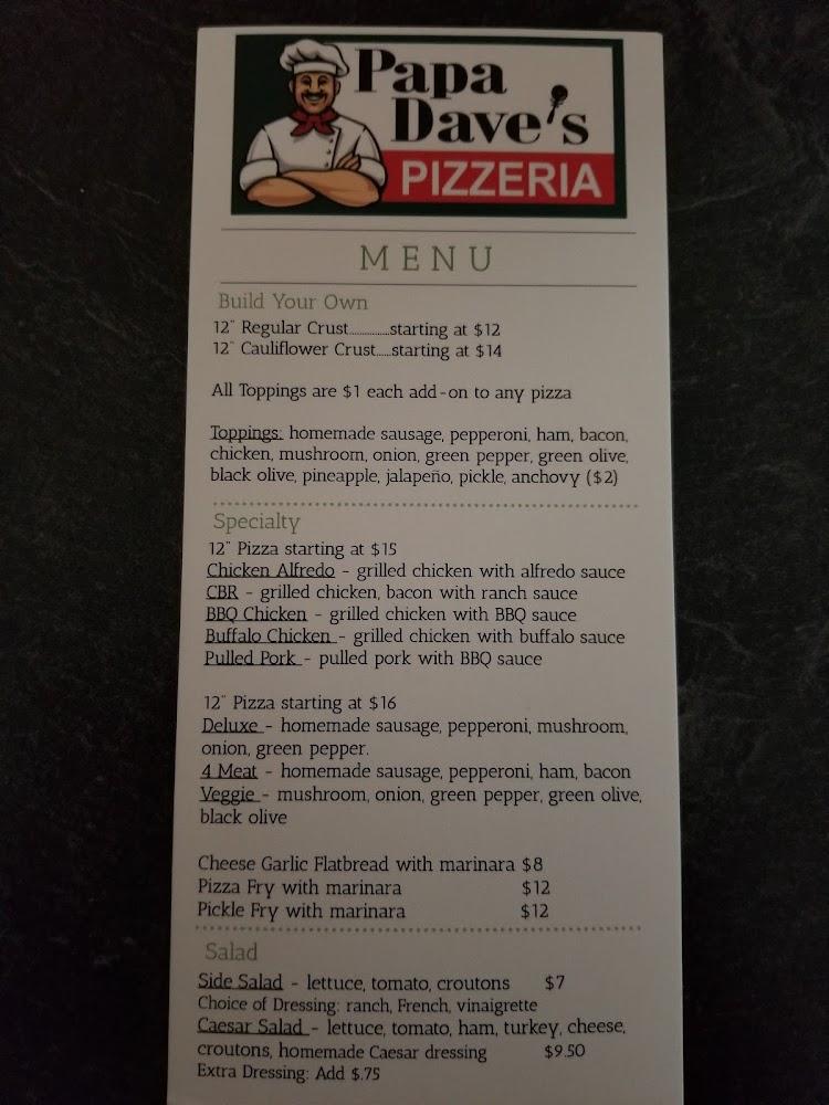 Papa Dave's Pizzeria Menu image 2